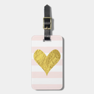 Gold Foil Heart Luggage Tag
