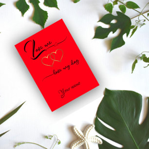 Gold foil heart name funny quote Flat Holiday Card