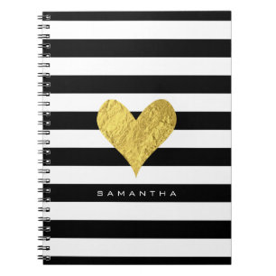 Gold Foil Heart Spiral Notebook