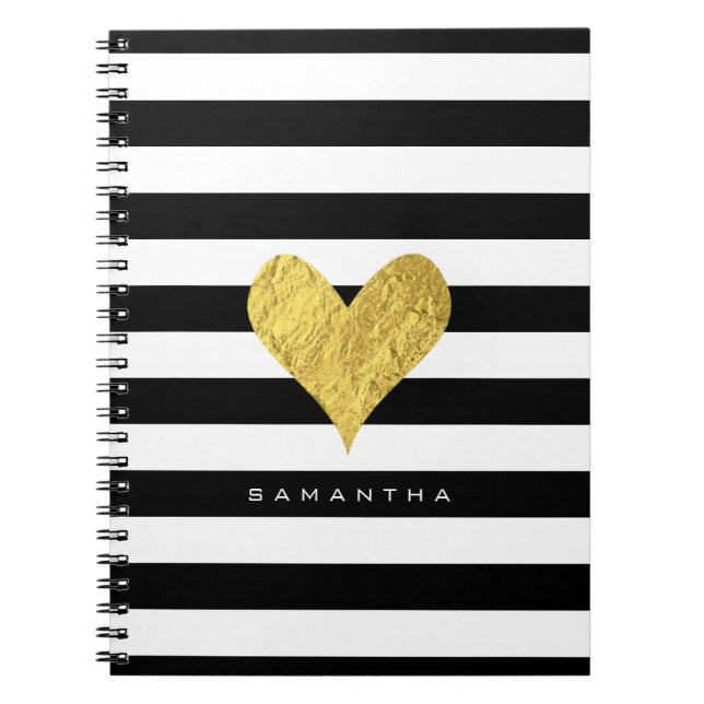Gold Foil Heart Spiral Notebook (Front)