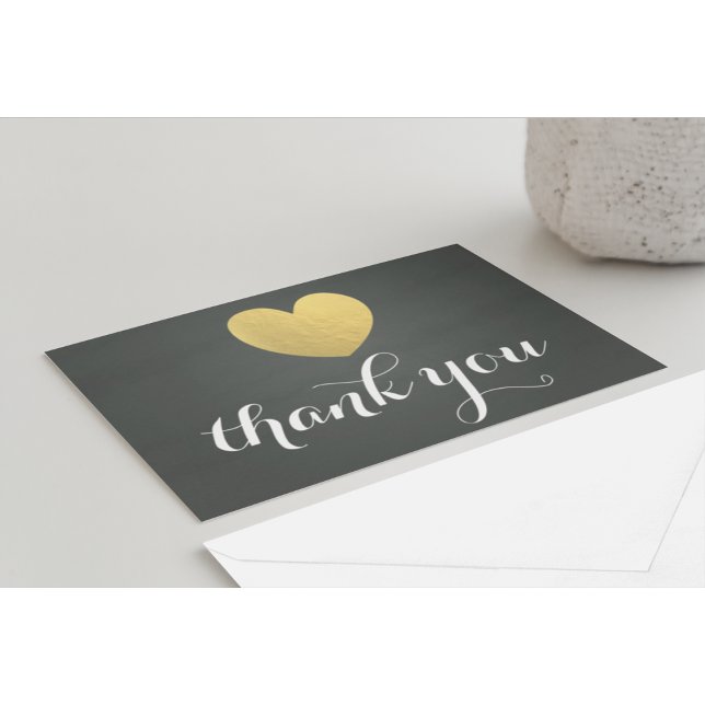 Gold Foil Heart Thank You Post Card (Creator Uploaded)