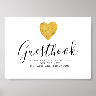Gold Foil Heart Wedding Guestbook Sign