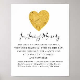 Gold Foil Heart Wedding Memorial Sign