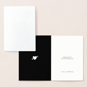 gold-foil-heart with arrow monogrammed wedding foil card