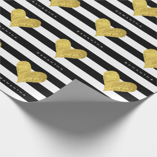 Gold Foil Heart Wrapping Paper