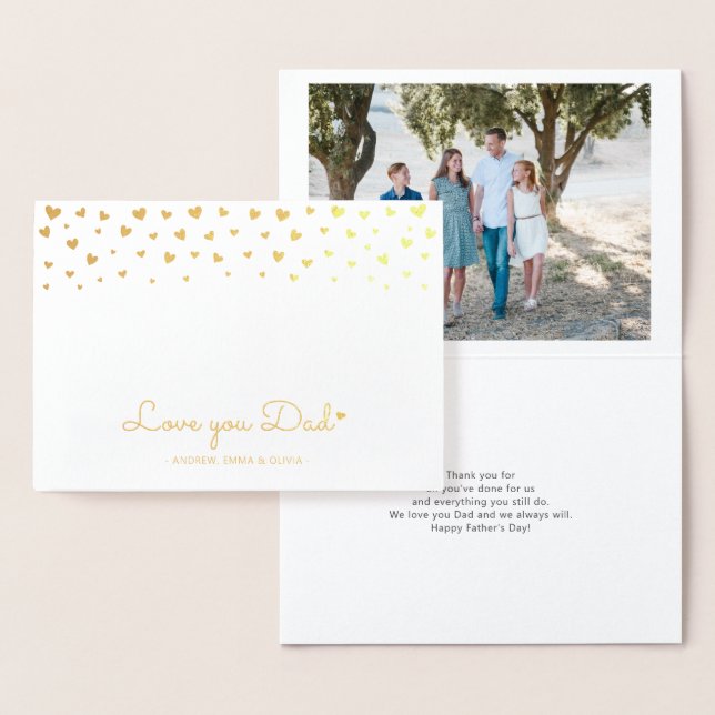 Gold Foil Hearts | Love you Dad Fathers Day Foil C Card (Display)