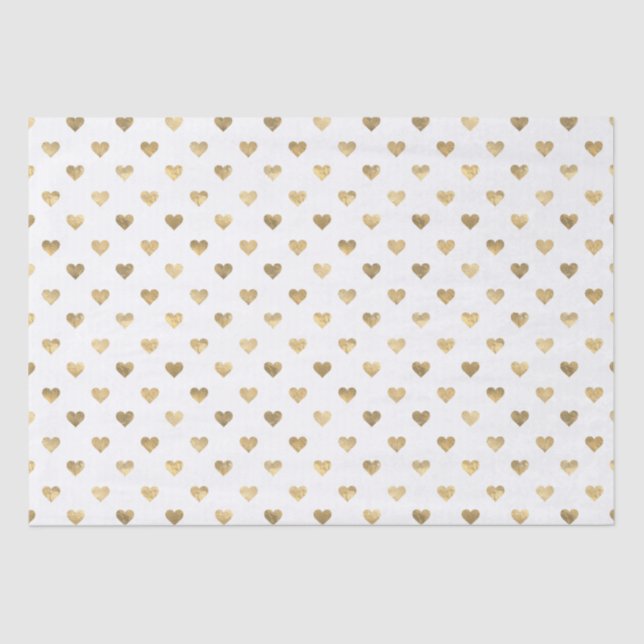 Gold Foil Hearts Tissue Paper (Front)