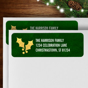 Gold Foil Holly Personalised Christmas