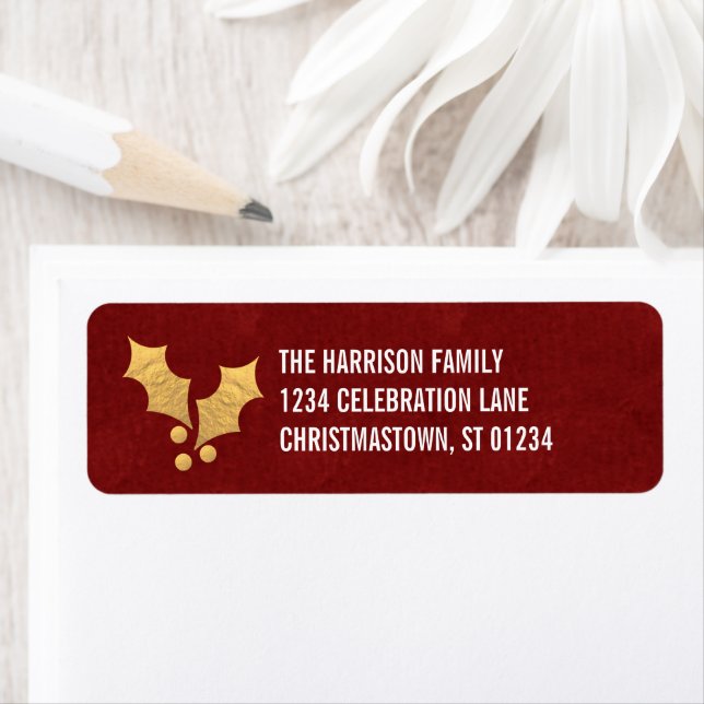 Gold Foil Holly Personalised Christmas (Insitu)