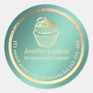 Gold foil Homemade cupcakes and treats packaging Classic Round Sticker