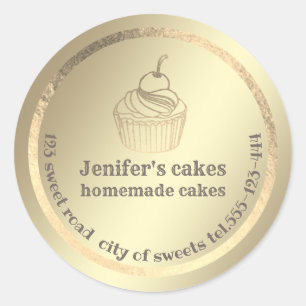 Gold foil Homemade cupcakes and treats packaging Classic Round Sticker