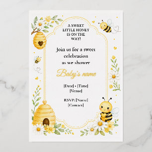 Gold Foil Honey Bee Baby Shower Invite