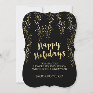 Gold Foil Image Happy Holidays Company Cards