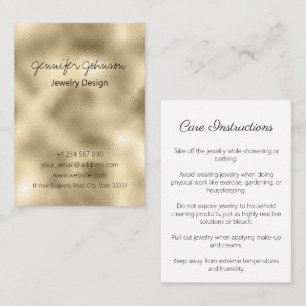 Gold Foil Jewellery Care Cards Business Card