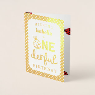 Gold Foil Ladybug Onederful Birthday Card