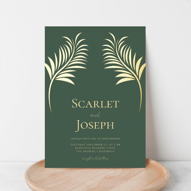 Gold Foil Leaf Decor Sage Green Wedding QR Code (Creator Uploaded)