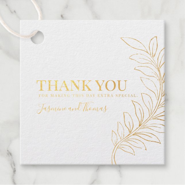 Gold Foil Leaf Thank You Tag (Front)