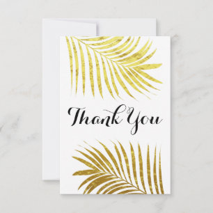Gold Foil Leaf Tropical Wedding Elegant Thank You Card
