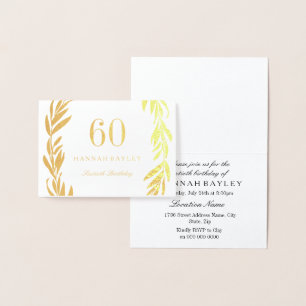 Gold Foil Leaf Wreath 60th Birthday Invitation