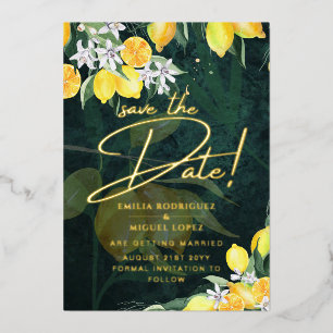 Gold Foil Lemon Zest Wedding Save The Date QR Code