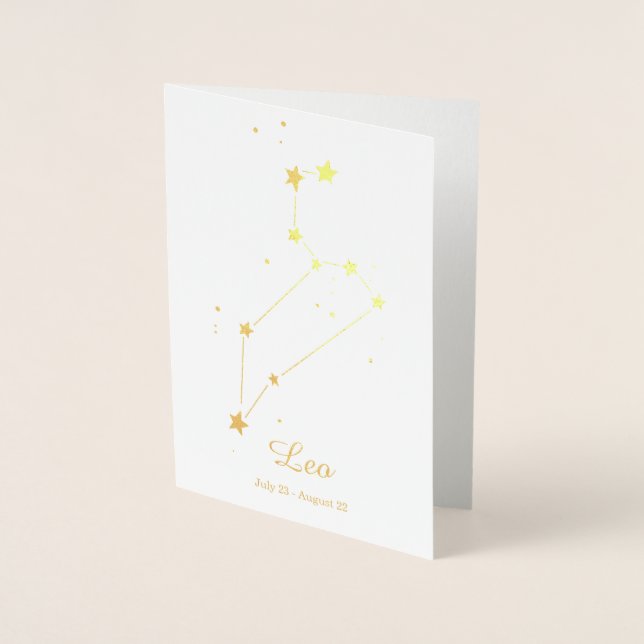 Gold Foil LEO Zodiac Sign Constellation Foil Card (Front)