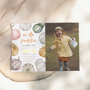 Gold Foil Little Pumpkin Boho Birthday Party Photo