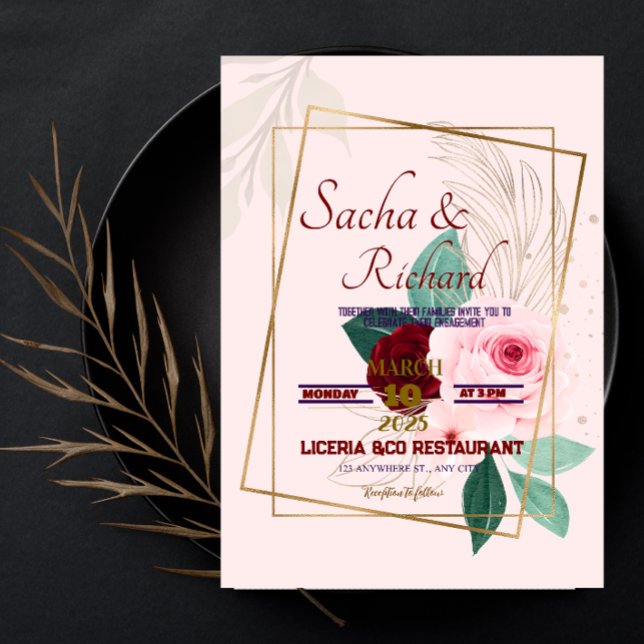 Gold Foil-Look Engagement Announcement Invitations (Creator Uploaded)
