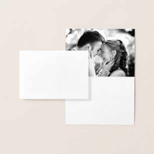 Gold Foil Lotus Flower Photo Thank You on Grey Card