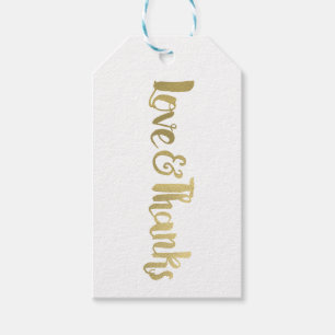 Gold Foil Love & Thanks Fat Thick Script Thank You Gift Tags