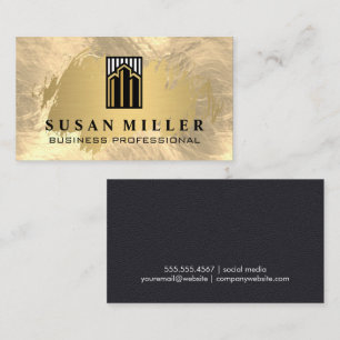 Gold Foil Luxury Corporate Buildings Logo Business Card