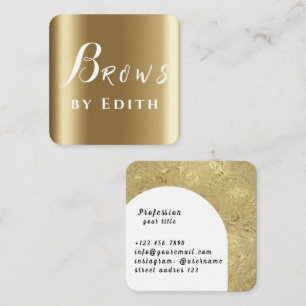 Gold Foil Luxury Glitter Marble Brows Square Business Card