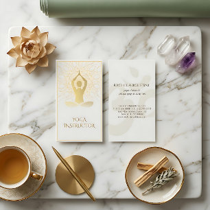 Gold Foil Mandala Floral Yoga Meditation Om Symbol Business Card