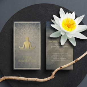 Gold Foil Mandala Floral Yoga Meditation Om Symbol Business Card