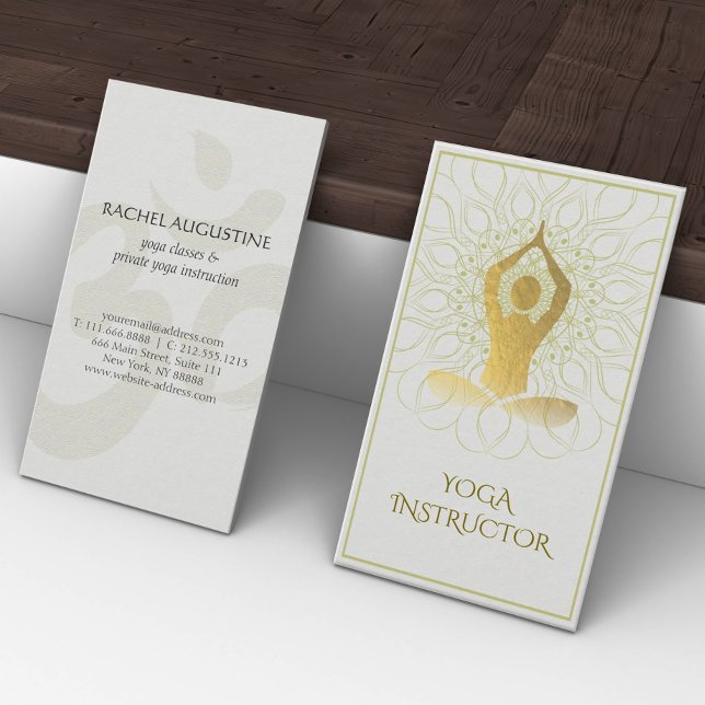 Gold Foil Mandala Floral Yoga Meditation Om Symbol Business Card (Creator Uploaded)