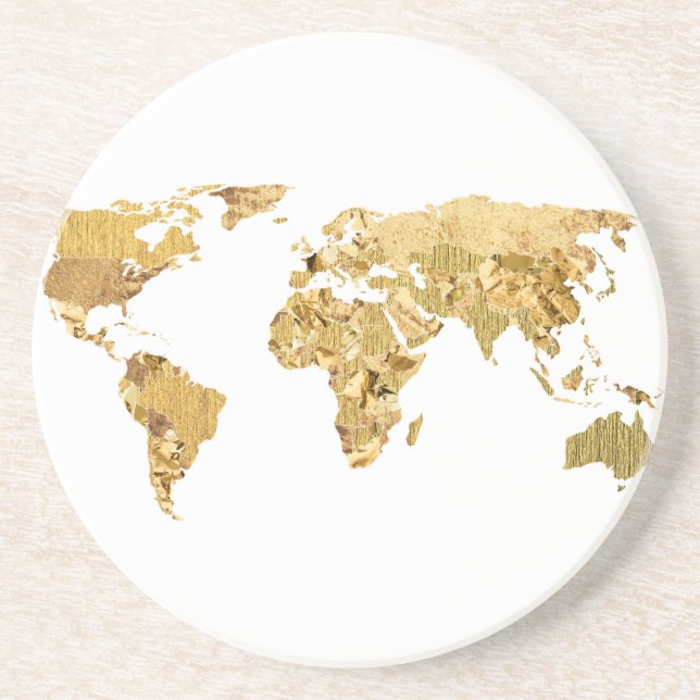 Gold Foil Map Coaster (Front)