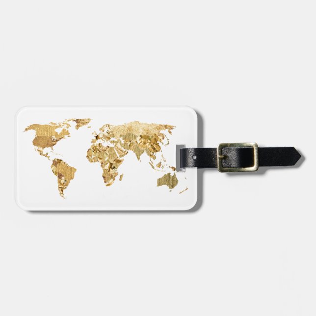 Gold Foil Map Luggage Tag (Front Horizontal)