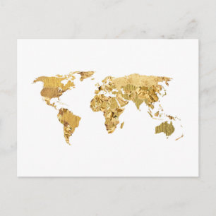 Gold Foil Map Postcard