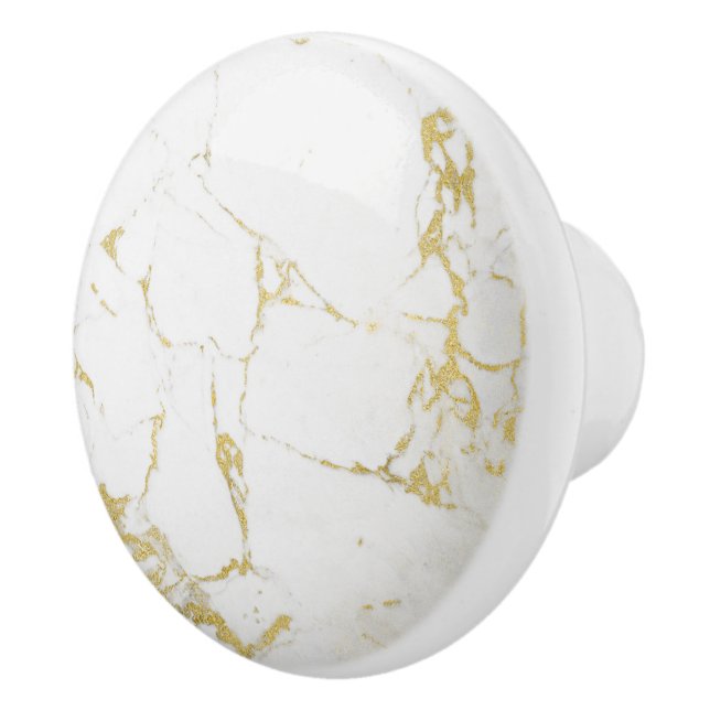 Gold foil marble agate abstract modern gold cerami ceramic knob (Right)