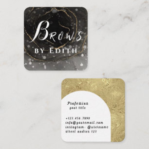 Gold Foil Marble Luxury Glitter Marble Brows Square Business Card