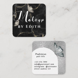 Gold Foil Marble Luxury Glitter Marble Makeup Square Business Card
