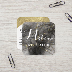 Gold Foil Marble Luxury Glitter Marble Makeup Square Business Card