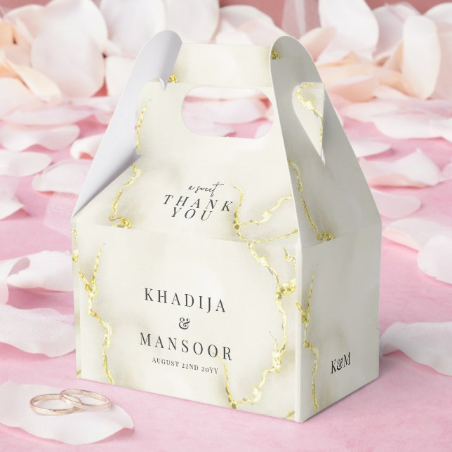 Gold Foil Marble Texture Wedding Thank You Favour Box (Wedding)