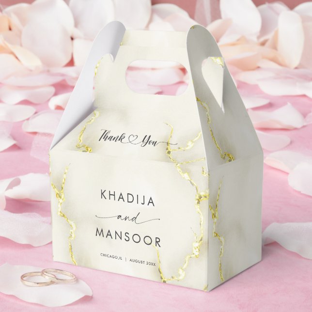 Gold Foil Marble Texture Wedding Thank You Favour Box (Wedding)