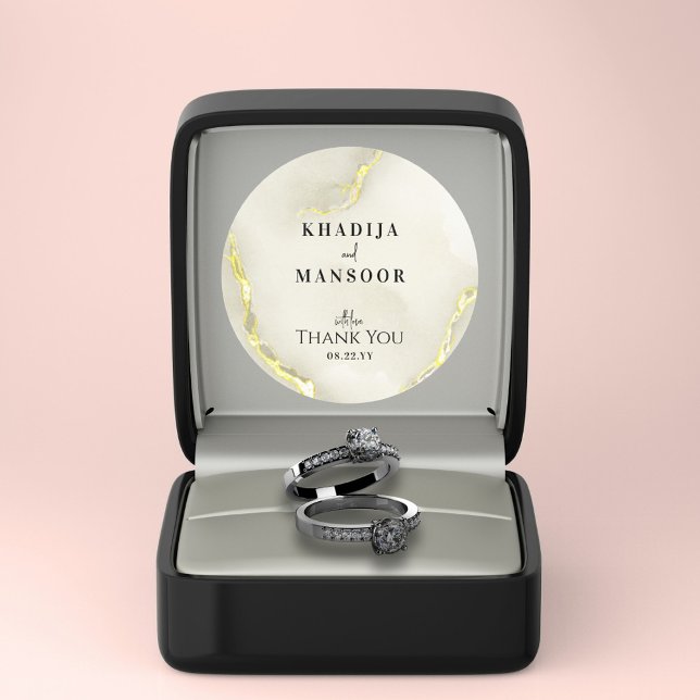 Gold Foil Marble Texture Wedding Thank You Favour  Classic Round Sticker (Creator Uploaded)