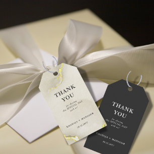 Gold Foil Marble Texture Wedding Thank You Gift Tags