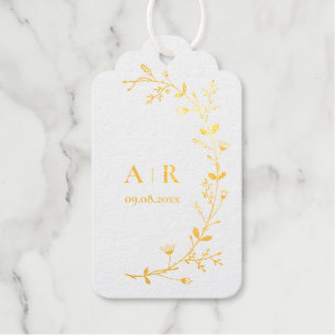 Gold Foil Meandering Vine Wedding Favour Gift Tags