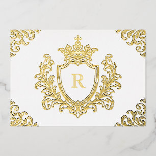 Gold Foil Mediaeval Crest Monogram Initial Baptism