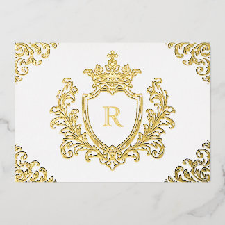 Gold Foil Mediaeval Crest Monogram Initial Baptism