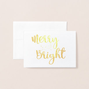 Gold foil Merry and Bright Christmas Notecard Foil Card