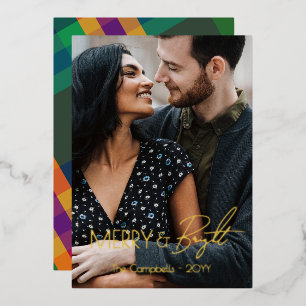 Gold Foil Merry & Bright Christmas Photo